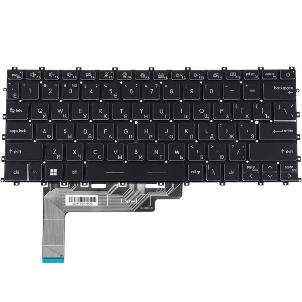 Клавіатура для ноутбука MSI (Modern 14 C7) rus, black, підсвічування клавіш, без кадру
