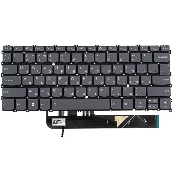 Клавіатура для ноутбука LENOVO (ThinkBook: 13s G4 series) rus, dark gray, без кадру, підсвічування клавіш