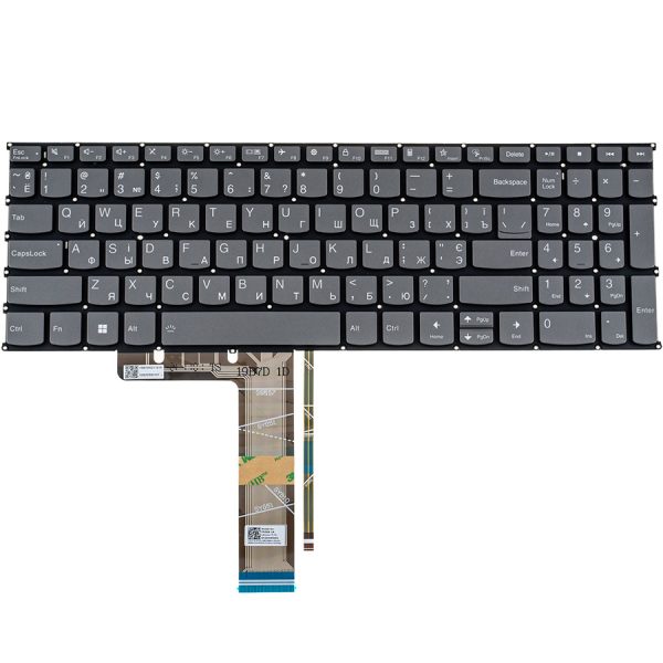 Клавіатура для ноутбука LENOVO (IdeaPad: 3-15, 3-17 series) ukr, dark gray, без кадру, підсвічування клавіш (ОРИГИНАЛ)