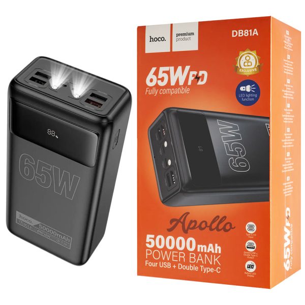 Універсальна мобільна батарея HOCO DB81A Apollo, PD65W, 50000mAh, Black (6942007637756)