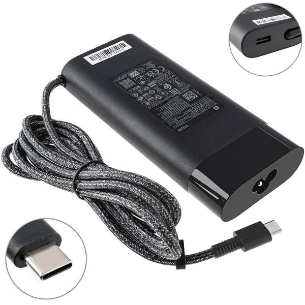 Оригінальний блок живлення для ноутбука HP TYPE-C 100W, black, OVALE