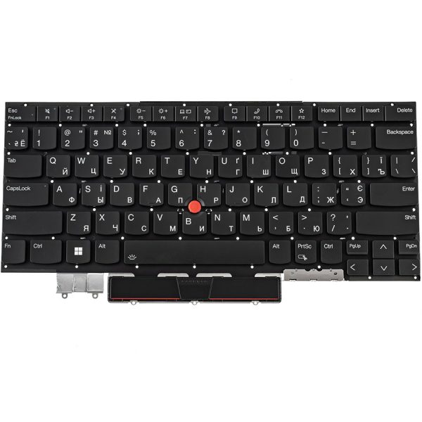 Клавіатура для ноутбука Lenovo (ThinkPad: X1 Carbon 9th Gen) ukr, black, без фрейму, підсвічування клавіш (ОРИГІНАЛ)
