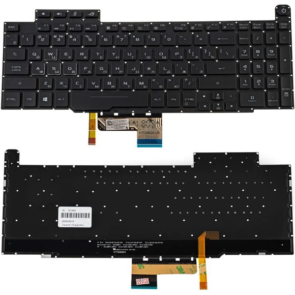 Клавіатура для ноутбука ASUS (GM501 series) rus, black, без фрейма, підсвічування клавіш (RGB) (оригінал)