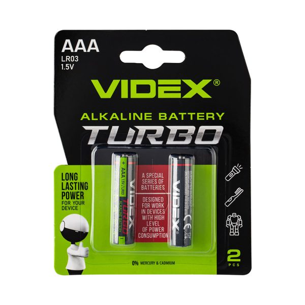 Батарейка лужна Videx LR03/AAA Turbo 2шт. BLISTER LR03T/AAA/1.5V