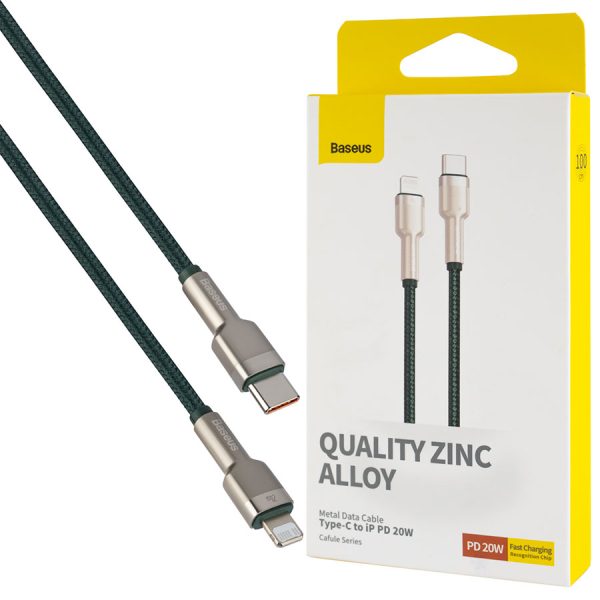 Кабель Baseus Cafule Series Metal Data Cable Type-C to iP PD 20W 1m Green (CATLJK-A06)