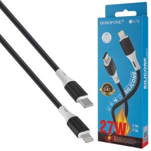 Кабель BOROFONE BX79 Type-C to iP 3A, 27W, 1m,, silicone, silicone connectors, Black (6974443384727)
