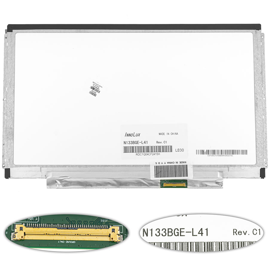 Матриця 13.3 N133BGE-L41 (1366*768, 40pin, LED, SLIM (горизонтальні планки), глянцева, роз'єм праворуч знизу) для ноутбука (renew)