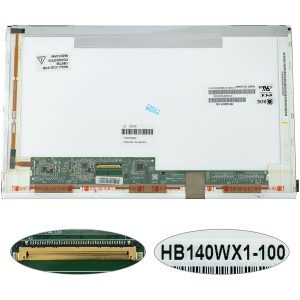 Матриця 14.0 HB140WX1-100 (1366*768, 40pin, LED, NORMAL, глянцева, роз'єм ліворуч знизу) для ноутбука