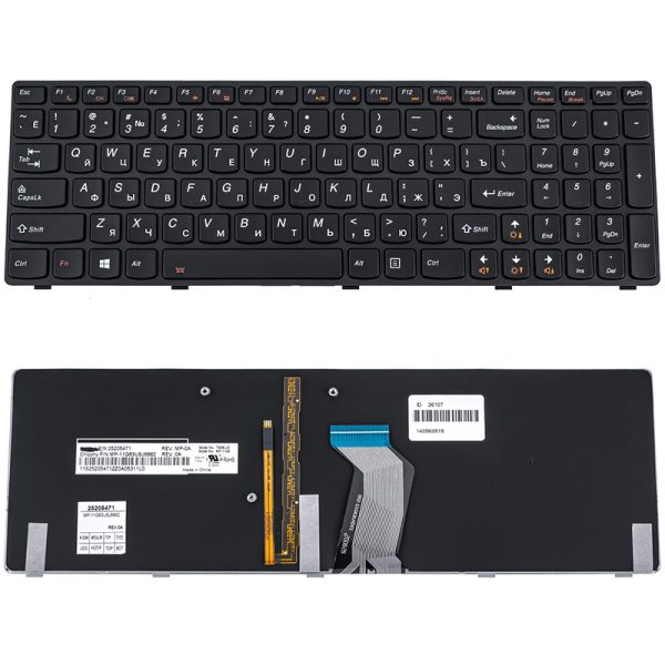 Клавіатура для ноутбука LENOVO (Y580) rus, black, підсвічування клавіш