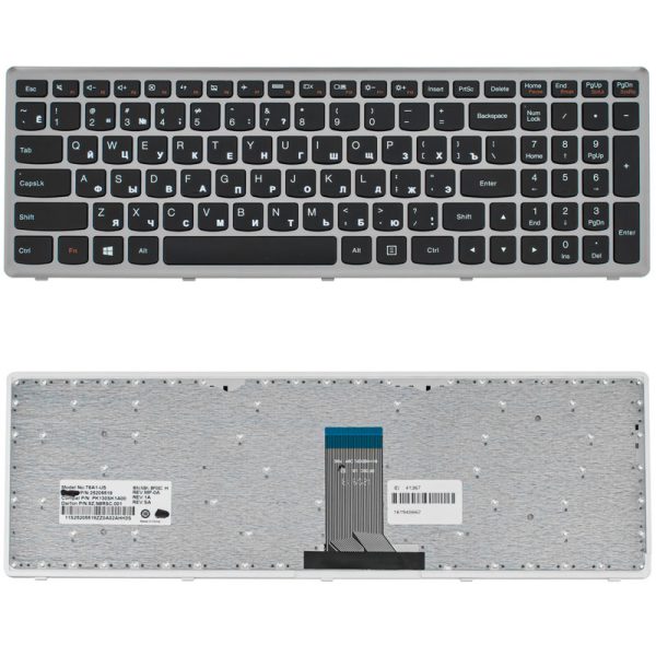 Клавіатура для ноутбука LENOVO (IdeaPad: U510, Z710) rus, black, silver frame