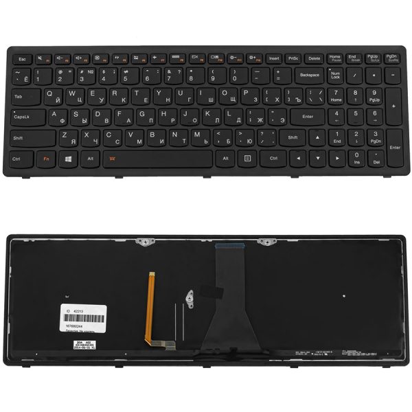 Клавіатура для ноутбука LENOVO (Flex 15, Flex 15D, G500s, G505s, S510p) rus, black, black frame, підсвічування клавіш