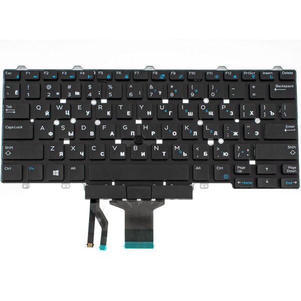 Клавіатура для ноутбука DELL (Latitude: E5470, E7470 ) rus, black, без фрейма, без підсвічування, з джойстиком