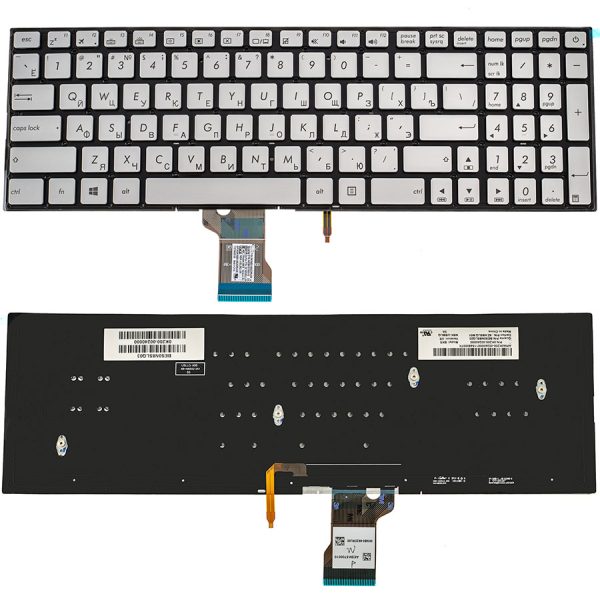 Клавіатура для ноутбука ASUS (G501, N501) rus, silver, без фрейма, підсвічування клавіш(оригінал)
