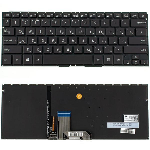 Клавіатура для ноутбука ASUS (UX410 series) rus, black, без фрейма, підсвічування клавіш