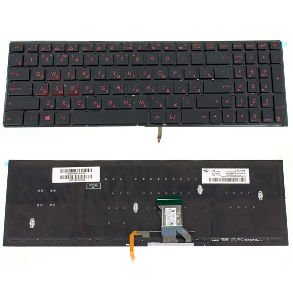 Клавіатура для ноутбука ASUS (G501, N501) rus, black, без фрейма, підсвічування клавіш