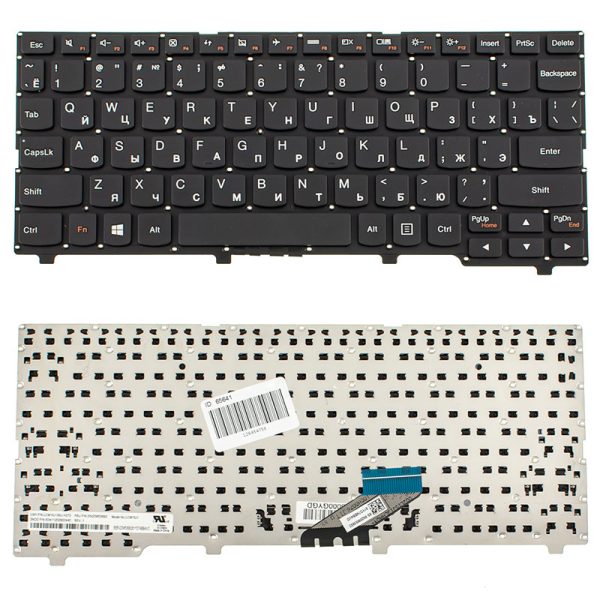 Клавіатура для ноутбука LENOVO (IdeaPad 110S-11IBR) rus, black, без фрейма