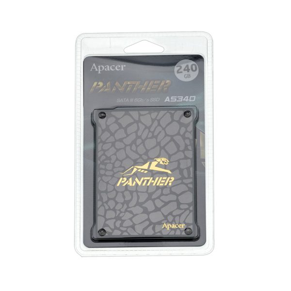 Жорсткий диск 2.5 SSD 240Gb Apacer AS340 Panther Series, AP240GAS340G-1, TLC, SATA-III 6Gb/s, зап/чит. - 520/550мб/с
