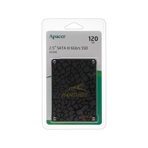 Жорсткий диск 2.5 SSD 120Gb Apacer AS340 Panther Series, AP120GAS340G-1, TLC, SATA-III 6Gb/s, зап/чит. - 500/550мб/с