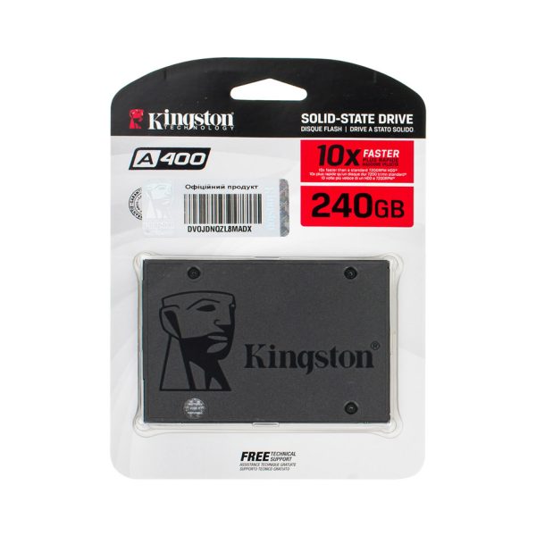 Жорсткий диск 2.5 SSD 240Gb Kingston SSDNow A400 Series, SA400S37/240G (2Ch), TLC, SATA-III 6Gb/s Rev3.0, зап/чит. - 350/500мб/с