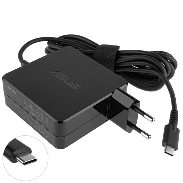Оригінальний блок живлення для ноутбука ASUS TYPE-C 65W, квадратный, Black