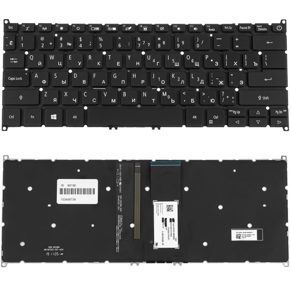 Клавіатура для ноутбука ACER (AS: SF314-54) rus, black, без фрейма, підсвічування клавіш(оригінал)