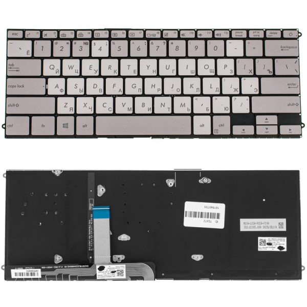 Клавіатура для ноутбука ASUS (UX490 series) rus, silver, без фрейма, підсвічування клавіш