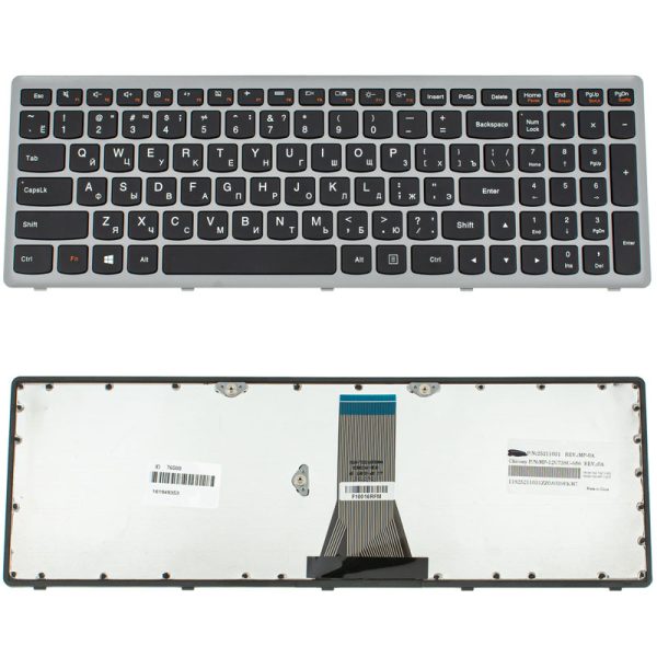 Клавіатура для ноутбука LENOVO (Flex 15, Flex 15D, G500s, G505s, S510p) rus, black, silver frame (оригінал)