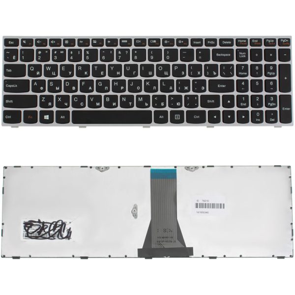 Клавіатура для ноутбука LENOVO (G50-30, G50-45, G50-70, Z50-70, Z50-75, Flex 2-15) rus, black, silver frame (оригінал)