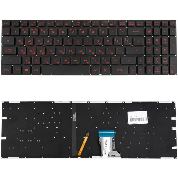 Клавіатура для ноутбука ASUS (GL702VS) rus, black, без фрейма, підсвічування клавіш
