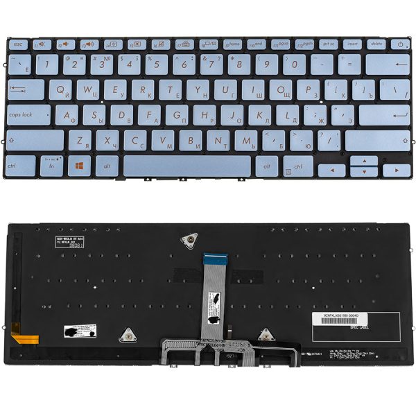 Клавіатура для ноутбука ASUS (UX392 series) silver, rus, без кадру, підсвічування клавіш