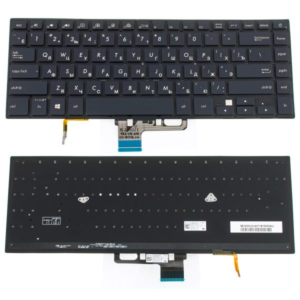 Клавіатура для ноутбука ASUS (UX580 series) rus, black, без фрейма, підсвічування клавіш