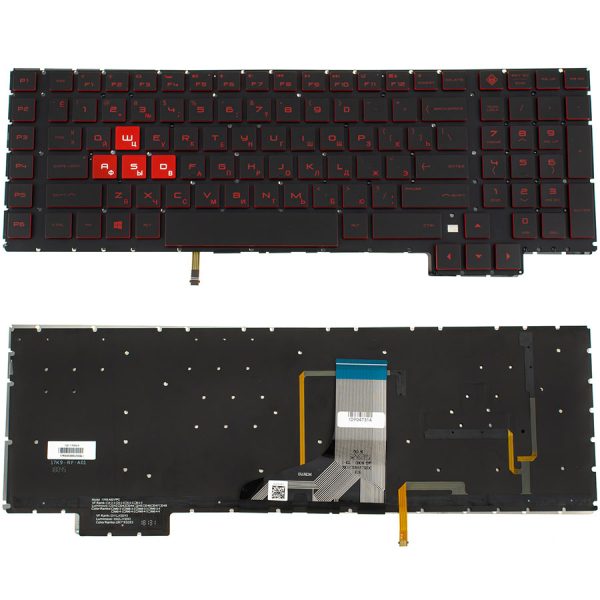Клавіатура для ноутбука HP (Omen: 17-an series ) rus, black, без фрейма, підсвічування клавіш