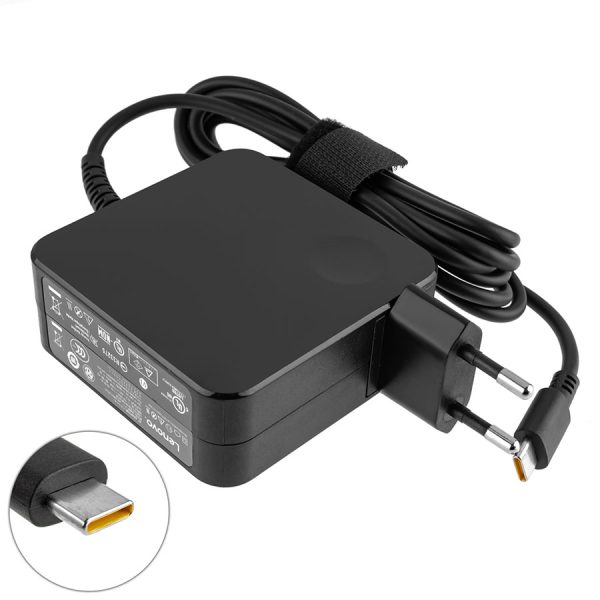 Оригінальний блок живлення для ноутбука LENOVO TYPE-C 65W, квадратный, Black