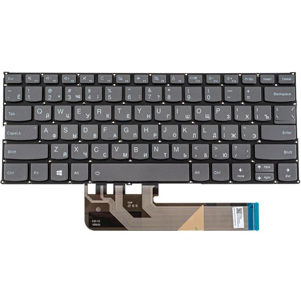 Клавіатура для ноутбука LENOVO (Yoga 530-14ARR, 530-14IK ) rus, black, без фрейма, підсвічування клавіш(оригінал)