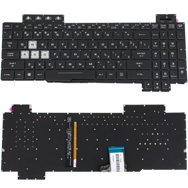 Клавіатура для ноутбука ASUS (FX505 series) rus, black, без фрейма, підсвічування клавішRGB (оригінал)