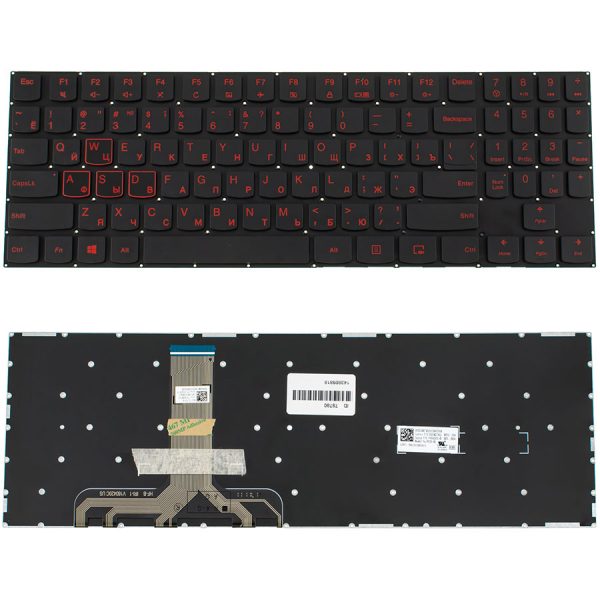Клавіатура для ноутбука LENOVO (Legion: Y520-15) rus, black, без кадру (RED) (ОРИГІНАЛ)