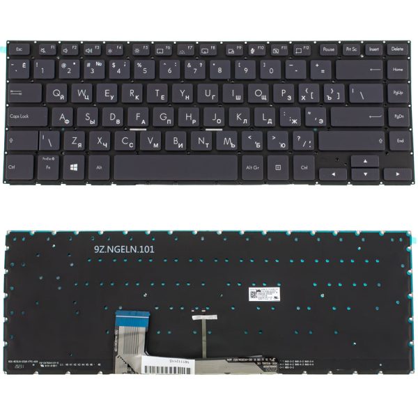 Клавіатура для ноутбука ASUS (W700 series) rus, black, без фрейму, підсвічування клавіш