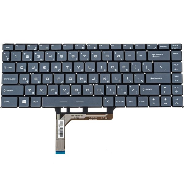 Клавіатура для ноутбука MSI (GS65) rus, dark gray, без фрейма, підсвічування клавіш(оригінал)