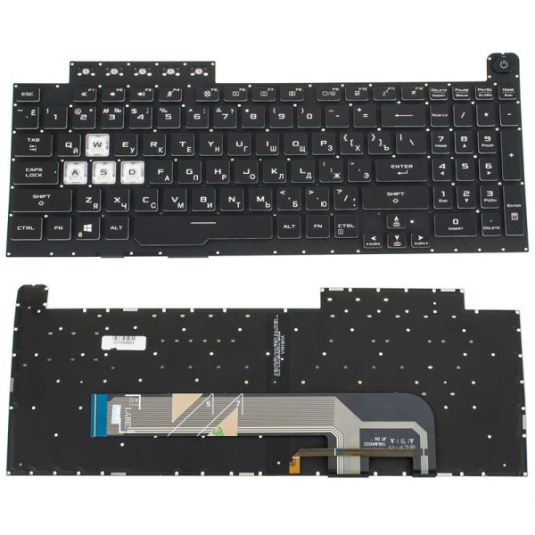 Клавіатура для ноутбука ASUS (FA506, FX506 series) rus, black, без фрейма, підсвічування клавіш(RGB)