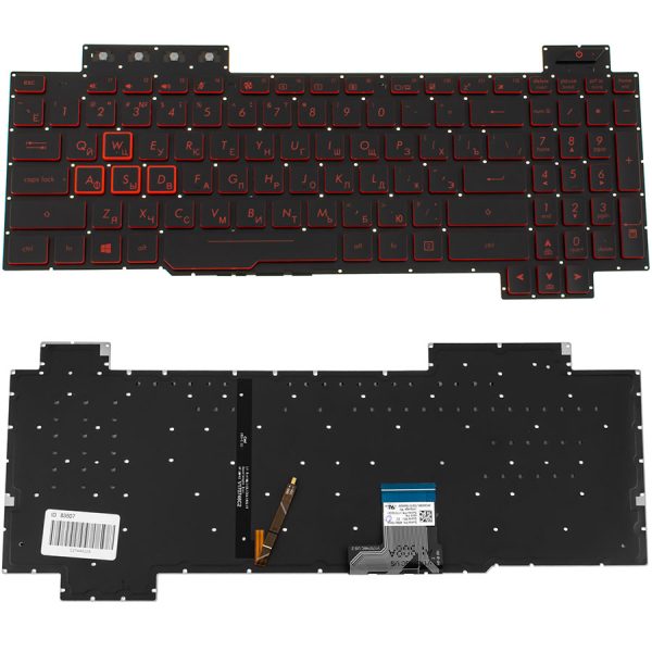 Клавіатура для ноутбука ASUS (FX504 series) rus, black, без фрейма, підсвічування клавіш (RED)