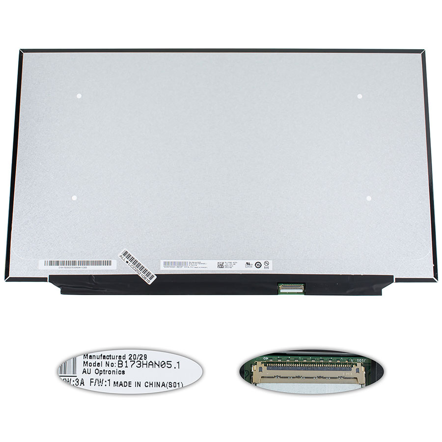 Матриця 17.3 B173HAN05.1 (1920*1080, 40pin(eDP, IPS, 300HZ), LED, SLIM(без планок та вушок), матова, роз'єм праворуч знизу) для ноутбука