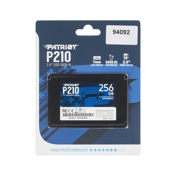 Жорсткий диск 2.5 SSD  256Gb Patriot P210 Series, P210S256G25, TLC 3D, SATA-III 6Gb/s, зап/чит. - 400/500мб/с