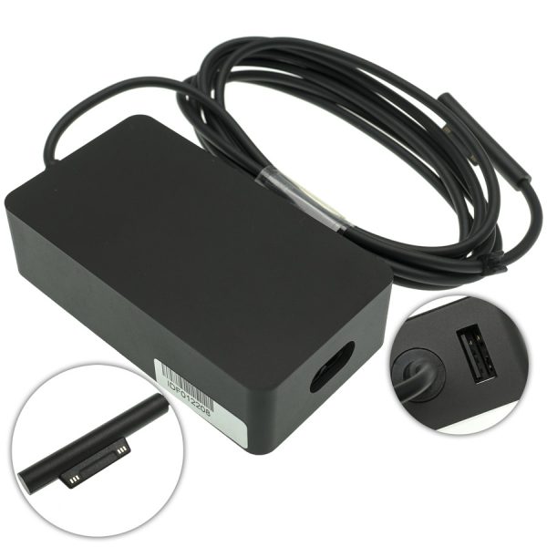 Блок живлення для планшета MICROSOFT 15V, 4A, 65W, 6pin, Black (Surface Pro 5, Pro 6, Pro 4, Pro3, Book) (без мережевого кабеля 2pin)