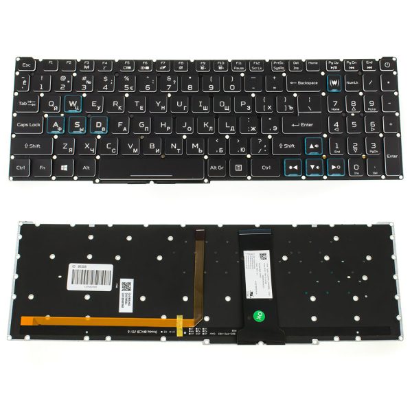 Клавіатура для ноутбука ACER (Nitro: AN515-54) rus, black, без фрейма, підсвічування клавішRGB (оригінал)
