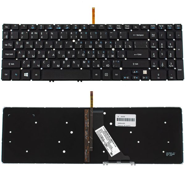 Клавіатура для ноутбука ACER (AS: M3-581, M5-581, V5-531, V5-551, V5-571 series) rus, black, без фрейма, підсвічування клавіш